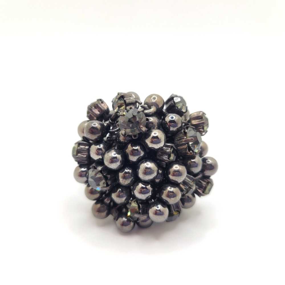 Gunmetal Black Rhinestone Cha-Cha Ring
